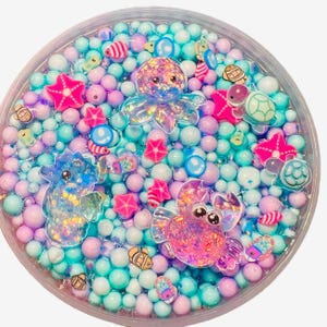 Under the Sea crunchy beach slime mermaid slime turtle octopus seahorse fish