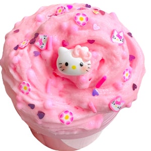 Kawaii kitty flower cloud cream Slime pink scented slime