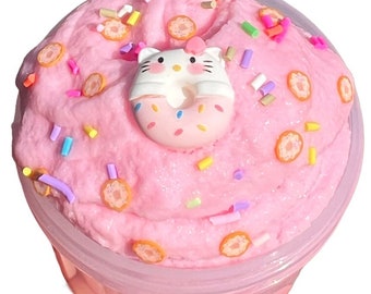 Crème glacée rose Donut Kawaii Kitty Crème slime nuage