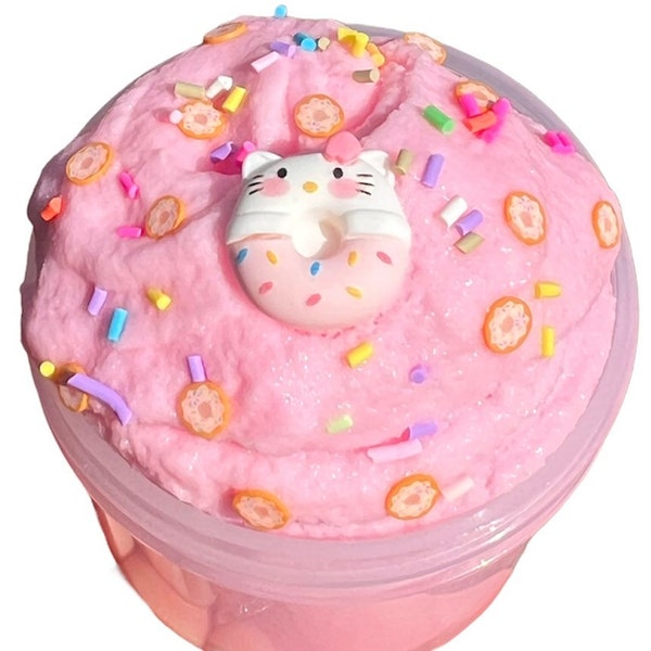 Kawaii kitty Pink Doughnut ice cream Slime creme cloud cream