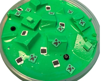 Green Jelly Cube Slime: Gummy Bear Scented, Video Game Toppings (6oz)