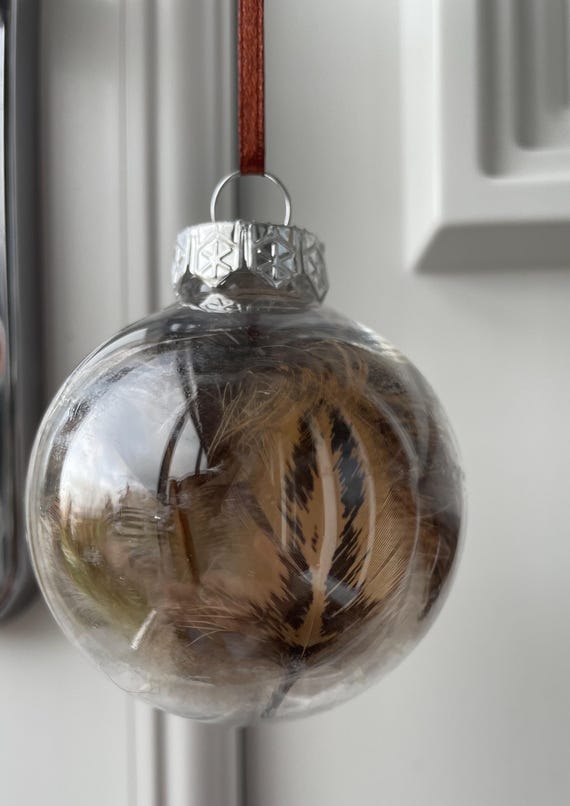 Feather Filled Christmas Bauble, Festive Ornament
