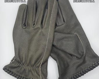 Handmade Charcoal Grey Cowhide Leather Gloves | Touchscreen Winter Gloves