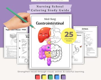 Gastro Intestinal Coloring Study Guide | Nursing Student Printable Notes
