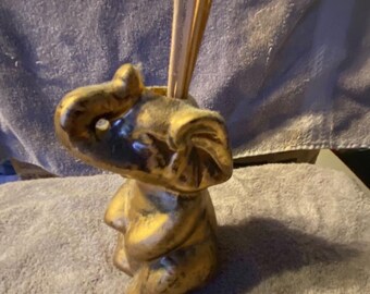 1370 Cts Soapstone Trunk Up Elephant Statue Animal~ Baby inside Tummy Sculpture