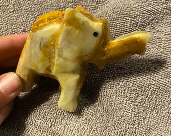 Vintage Marble Elephant figurine. Hand Carved Alabaster Paperweight.  Collectible.