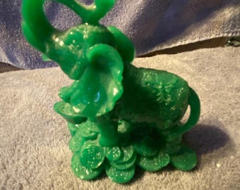 Jade Elephant Green Figurine 4in