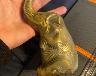 Vintage Cast Brass Elephant Sculpture Paper Weight