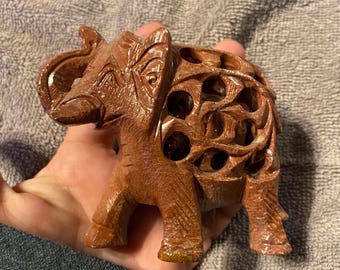 Carved Stone Elephant Figurine