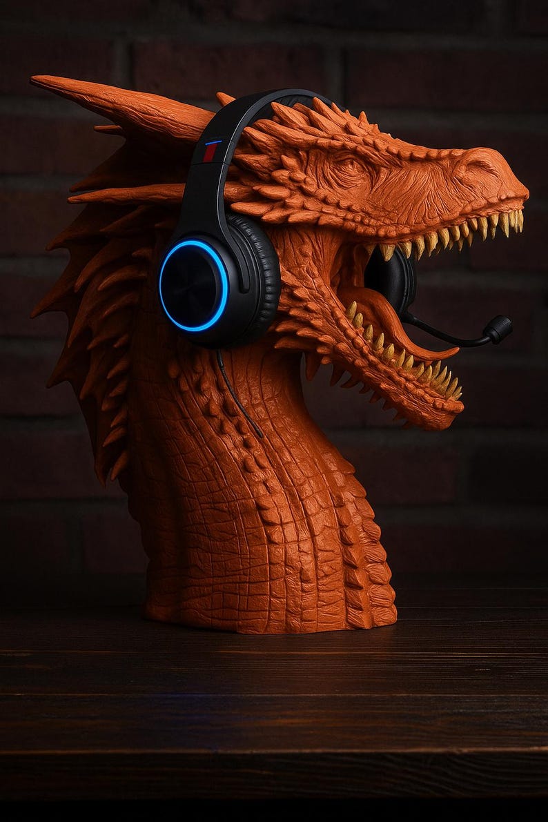 3D Print Dragon Headphone Stand STL – Fantasy Gamer Desk Decor and ...