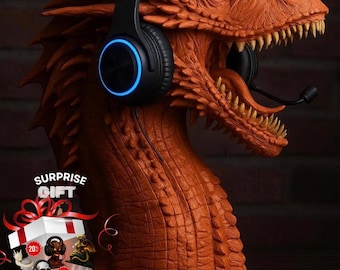3D-utskrivet drakehörlursstativ STL – Fantasy Gamer skrivbordsdekor och överraskningspresent