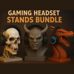 Stativset för gamingheadset i fantasy-stil: Dödskalle, Demon, Drake - Skrivbordsdekor för gamer