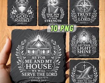 Christian Laser Files | Bible Quotes Engraving PNG for Slate Coasters | Digital download