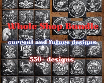 Whole Shop Bundle | Laser Files for Slate Coasters | Engraving Designs | Digital Download