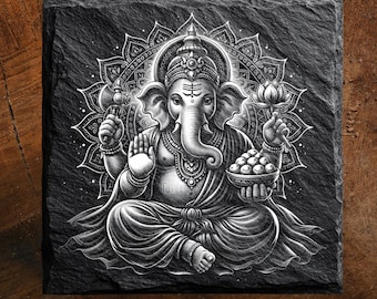 Ganesha Laser Engraving PNG file | Slate Coaster Design | Digital download