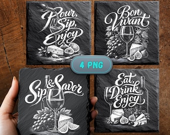 Wine Laser Files for slate engraving | PNG Designs | Digital