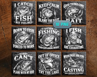 Fishing Coaster Designs | Fisherman Humor Laser Files | Slate Engraving PNG