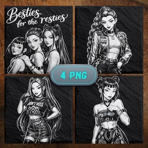 K-Pop Lasergravur PNG | Schiefer Untersetzer Design | Digitaler Download