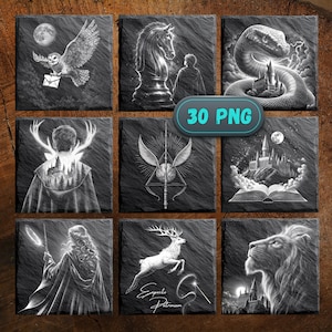 Wizard Laser Engraving Files | Slate Coaster PNG Design | Digital Download