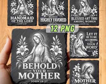 Christian Laser Files | The Virgin Mary Engraving Designs for slate coasters | Digital download