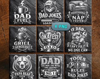Father's Day Laser Engraving Files for Slate Coasters | Dad Gift | Digital Download
