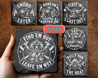 Firefighter Laser Engraving Files | 6 png | Digital Download