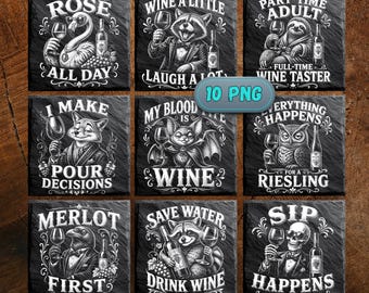 Humorous Wine Laser Files for Slate Engraving | Digital PNG Designs for Slate Coasters