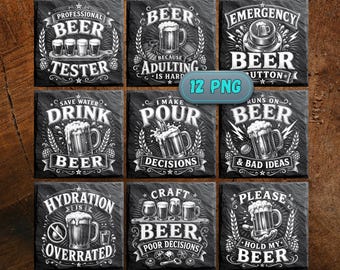 Beer Coasters Laser Files | Slate Engraving Design | Digital Download