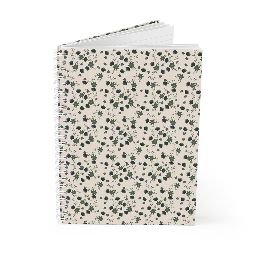Light Aesthetic Spiral Notebook, Minimal Floral Journal, Calm Writing ...