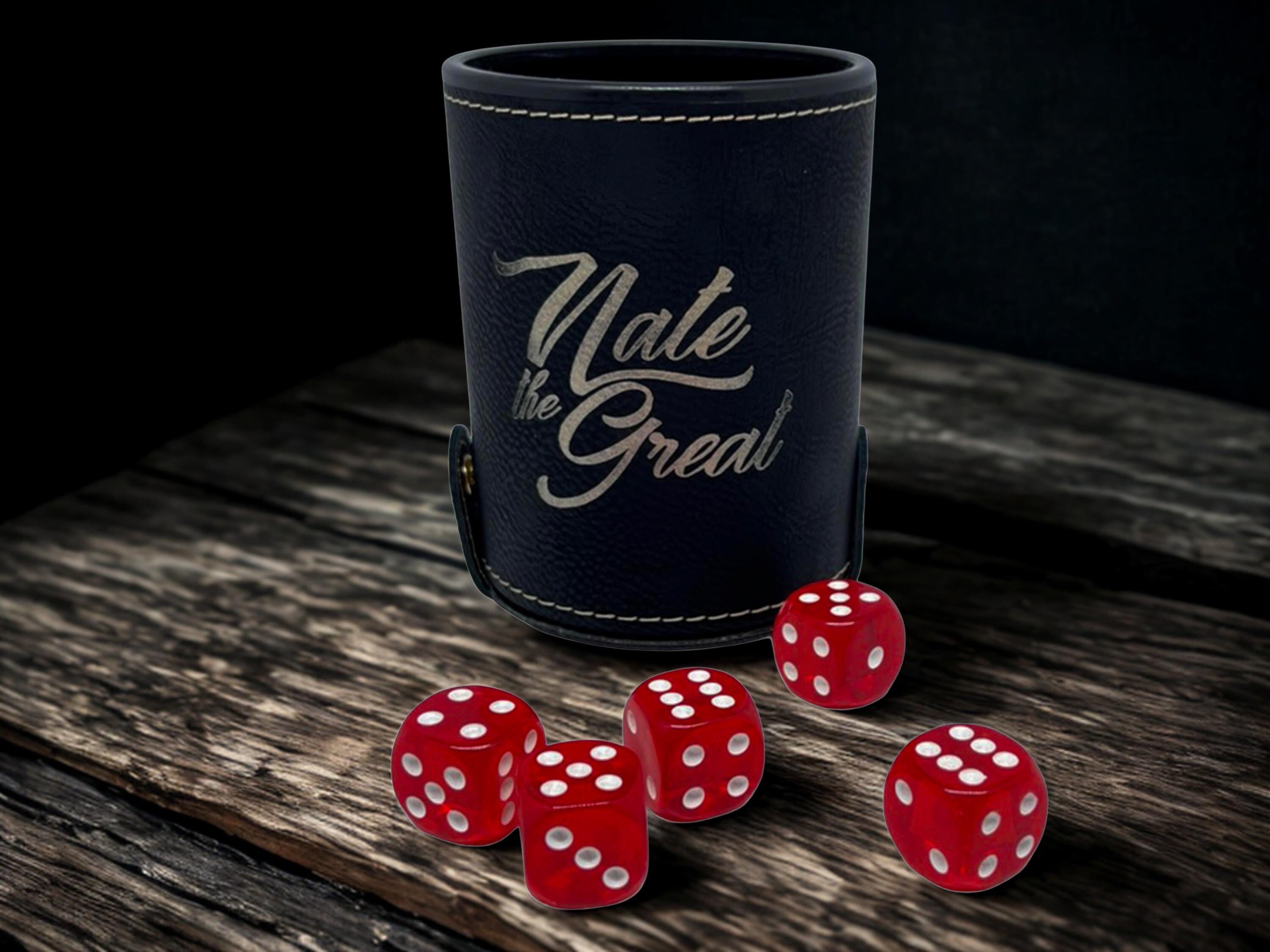 Real Leather Dice Cup Set – Handmade With 6 Dice For Classic Pub & Board Games