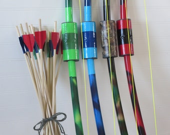 Large bows and arrows, kids archery party pack, birthday celebration favors and gifts, outdoor games