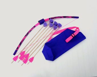 Pink & Purple Small Toy Bow with 6 Arrows and Quiver