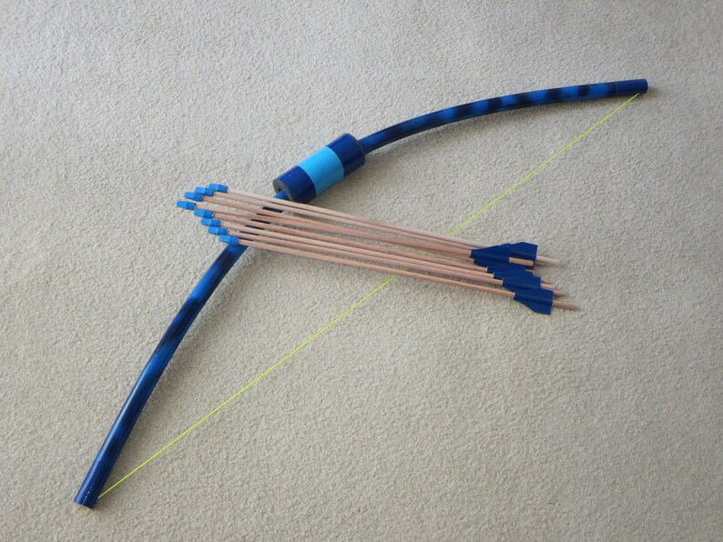 Blue bow and 8 arrows for kids archery. image 1