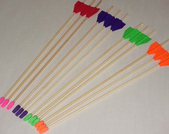 12 toy arrows in mixed colors | wooden arrows with eraser caps | playsafetoys extra arrows