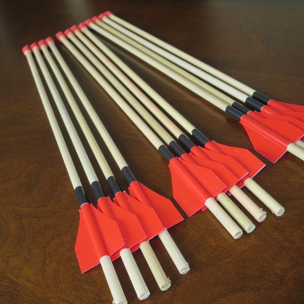 12 wooden arrows for toy bow set.