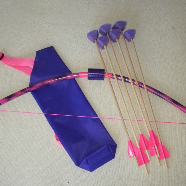 Small bow with 6 arrows and bag | young kids archery set | color choices | fun and safe
