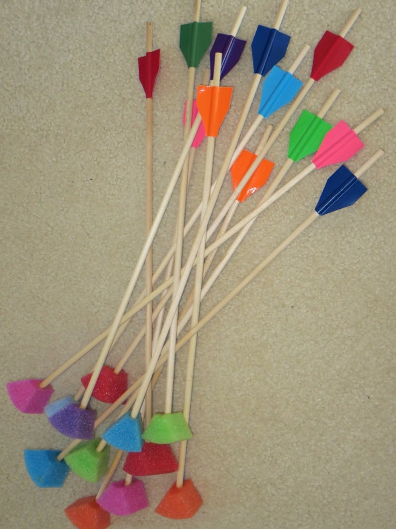 12 foam tip arrows for toy bow set wooden arrows notched Etsy