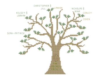 modern simple family tree cross stitch pattern family tree etsy
