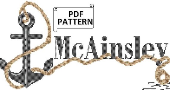 Anchor With Rope And Name Counted Cross Stitch Pdf Pattern Etsy