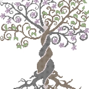 Modern Wedding Tree Cross Stitch PDF Pattern with Names and Date