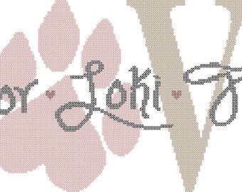 Personalized Puppy Paw Print Cross Stitch Pattern: Dog Name Embroidery (PDF Pattern)