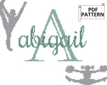 Cheerleading Cross Stitch Pattern: Personalized Name Design (PDF Pattern)