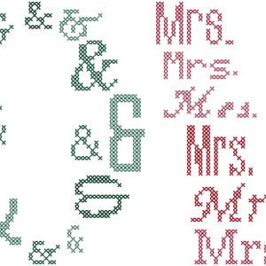 Mr and Mrs Love Wedding Record Counted Cross Stitch PDF Chart, Modern wedding cross stitch pattern, Mr & Mrs Cross Stitch PDF pattern