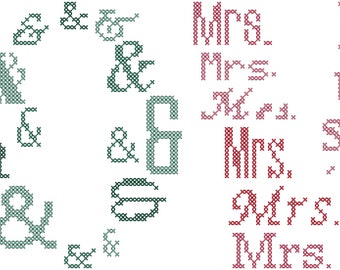 Mr and Mrs Wedding Record Cross Stitch Pattern: Modern Love (PDF Chart)