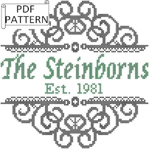 Family Name Cross Stitch PDF Pattern, Cross Stitch Family Name,Name Cross Stitch, Housewarming Cross Stitch Pattern