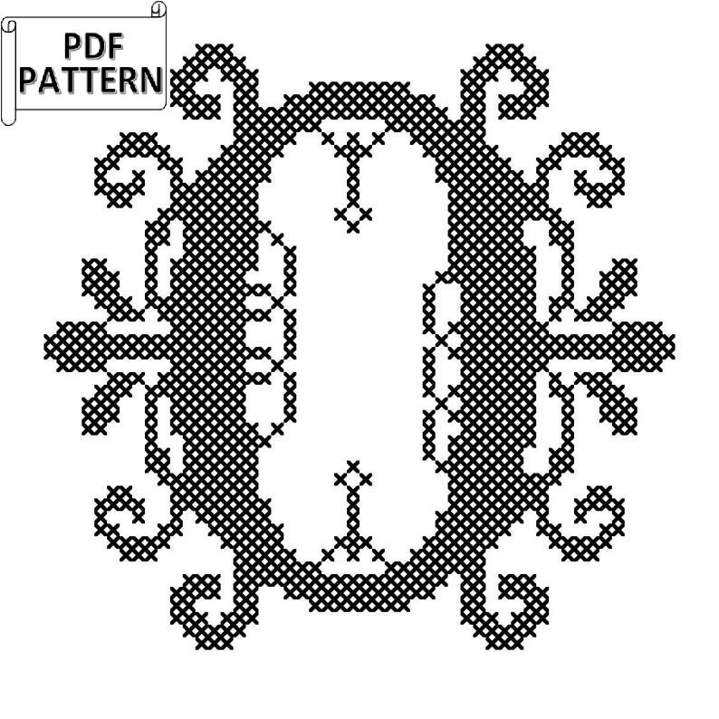 CrossStitch Pattern Ornate Letter O Monogram cross stitch Etsy