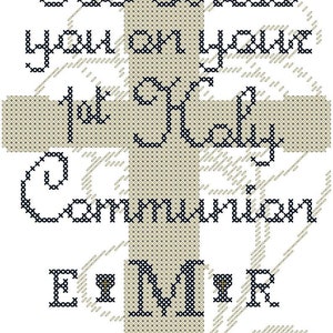 First Holy Communion Religious Cross Stitch PDF Pattern, Religious Cross Cross-Stitch PDF pattern, communion cross stitch PDF chart