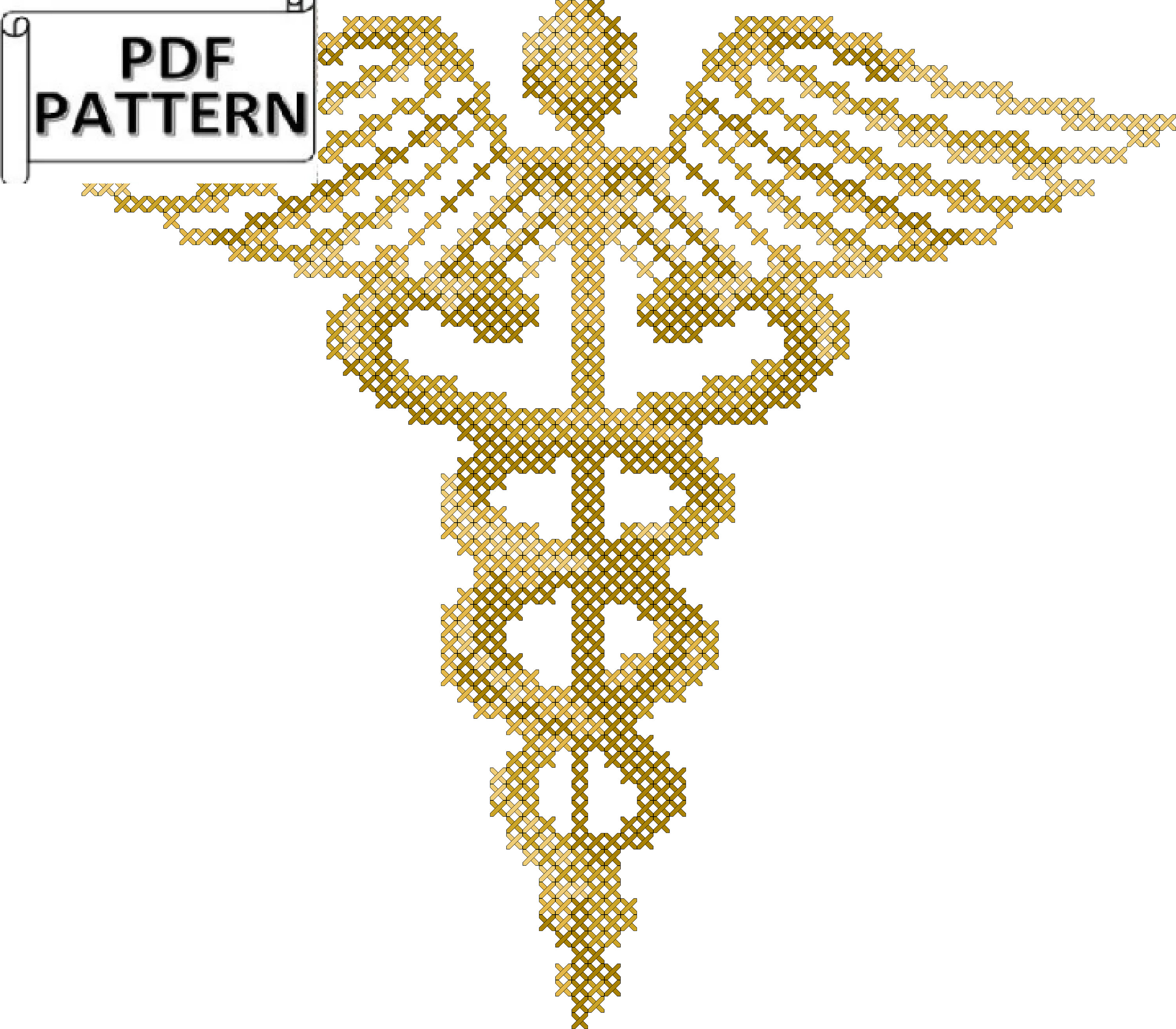 Small Caduceus Medical Doctor Nurse Counted cross stitch PDF chart for  immediate download