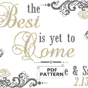Wedding Cross Stitch Pattern: Ornate Border, Interlocking Rings (PDF Pattern)