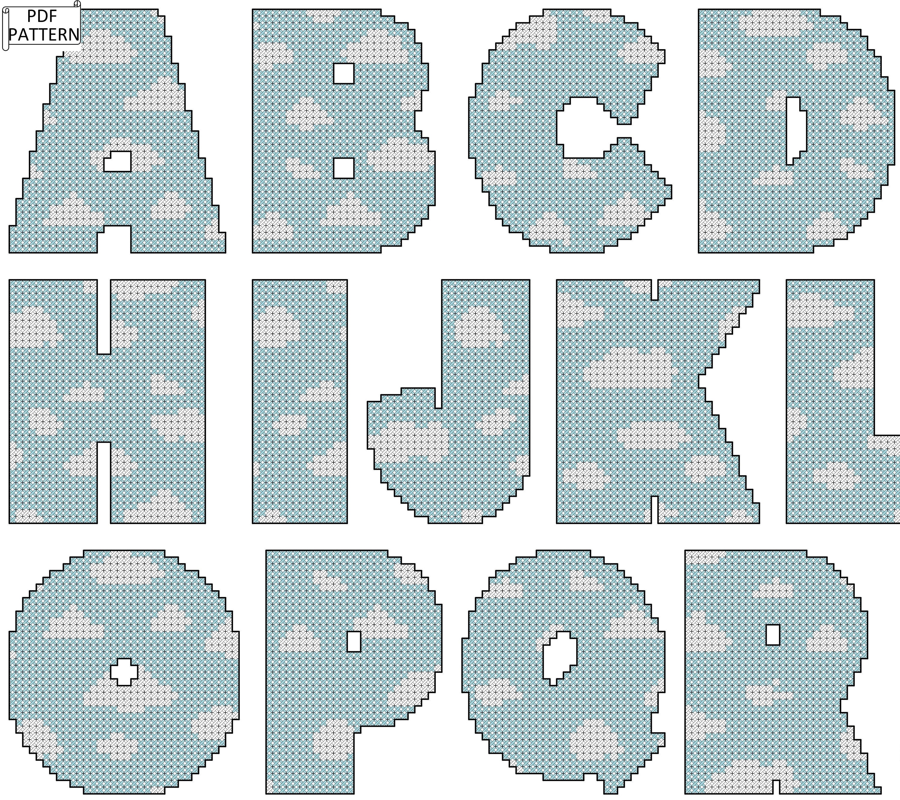 Cloud Bubble Letter Cross Stitch Alphabet Pattern (PDF) - Etsy